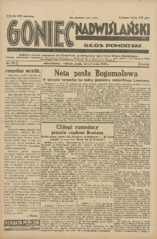 Goniec Nadwiślański: Głos Pomorski: Jedyne pismo poranne na Pomorzu, poświęcone sprawom Stanu Średniego 1928.05.09 R.4 Nr107