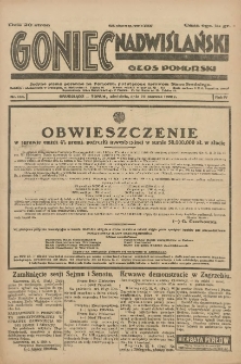 Goniec Nadwiślański: Głos Pomorski: Jedyne pismo poranne na Pomorzu, poświęcone sprawom Stanu Średniego 1928.06.24 R.4 Nr144