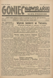 Goniec Nadwiślański: Głos Pomorski: Jedyne pismo poranne na Pomorzu, poświęcone sprawom Stanu Średniego 1928.08.01 R.4 Nr175
