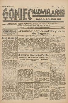 Goniec Nadwiślański: Głos Pomorski: Jedyne pismo poranne na Pomorzu, poświęcone sprawom Stanu Średniego 1928.08.02 R.4 Nr176