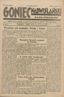 Goniec Nadwiślański: Głos Pomorski: Jedyne pismo poranne na Pomorzu, poświęcone sprawom Stanu Średniego 1928.08.21 R.4 Nr191