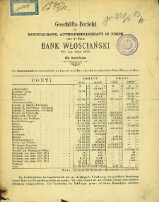 Geschäfts-Bericht der Rusticalbank, Actiengesellschaft in Posen unter der Firma Bank Włościański für das Jahr 1892 (XXX.Geschäftsjahr).