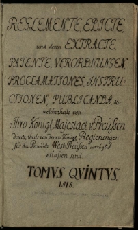 Dorf-Ordnung f&uuml;r West-Preussen und die dazu geh&ouml;rige Aemter