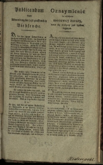 Oznaymienie ku oddaleniu morowej zarazy, teraz się srożącej pod bydłem rogatym