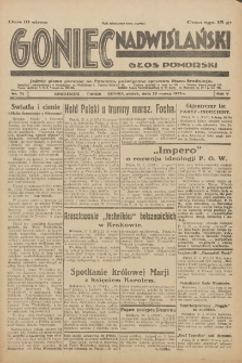 Goniec Nadwiślański: Głos Pomorski: Jedyne pismo poranne na Pomorzu, poświęcone sprawom Stanu Średniego 1929.03.29 R.5 Nr74