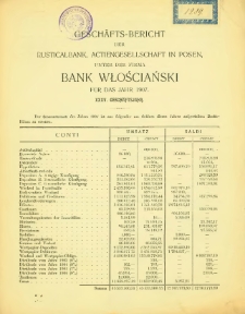 Gesch&auml;fts-Bericht der Rusticalbank, Actiengesellschaft in Posen unter der Firma Bank Włościański f&uuml;r das Jahr 1907 (XXXV.Gesch&auml;ftsjahr).