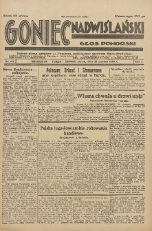 Goniec Nadwiślański: Głos Pomorski: Jedyne pismo poranne na Pomorzu, poświęcone sprawom Stanu Średniego 1929.06.21 R.5 Nr141