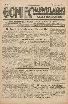 Goniec Nadwiślański: Głos Pomorski: Jedyne pismo poranne na Pomorzu, poświęcone sprawom Stanu Średniego 1929.07.29 R.5 Nr173