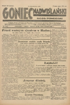 Goniec Nadwiślański: Głos Pomorski: Jedyne pismo poranne na Pomorzu, poświęcone sprawom Stanu Średniego 1929.08.02 R.5 Nr176