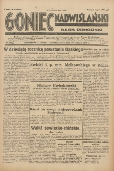 Goniec Nadwiślański: Głos Pomorski: Jedyne pismo poranne na Pomorzu, poświęcone sprawom Stanu Średniego 1929.08.20 R.5 Nr190