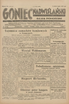 Goniec Nadwiślański: Głos Pomorski: Jedyne pismo poranne na Pomorzu, poświęcone sprawom Stanu Średniego 1929.09.14 R.5 Nr212