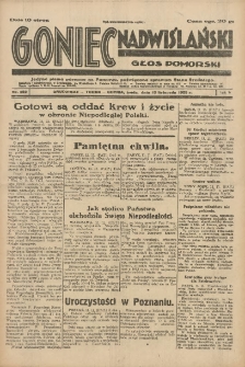 Goniec Nadwiślański: Głos Pomorski: Jedyne pismo poranne na Pomorzu, poświęcone sprawom Stanu Średniego 1929.11.13 R.5 Nr262