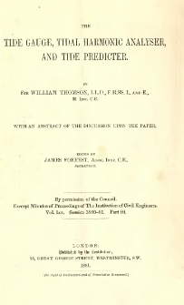 The tide gauge, tidal harmonic analyser, and tide predicter