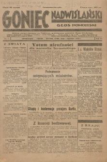 Goniec Nadwiślański: Głos Pomorski: Niezależne pismo poranne na Pomorzu, poświęcone sprawom Stanu Średniego 1930.01.01 R.6 Nr1