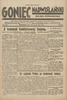 Goniec Nadwiślański: Głos Pomorski: Niezależne pismo poranne, poświęcone sprawom stanu średniego 1930.01.22 R.6 Nr17