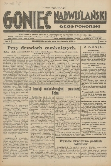 Goniec Nadwiślański: Głos Pomorski: Niezależne pismo poranne, poświęcone sprawom stanu średniego 1930.01.24 R.6 Nr19