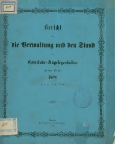 Bericht &uuml;ber die Verwaltung und den Stand der Gemeinde-Angelegenheiten in der Stadt Posen pro 1878.