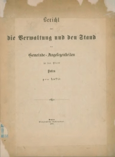 Bericht &uuml;ber die Verwaltung und den Stand der Gemeinde-Angelegenheiten in der Stadt Posen pro 1879.