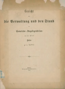 Bericht über die Verwaltung und den Stand der Gemeinde-Angelegenheiten in der Stadt Posen pro 1879.