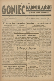 Goniec Nadwiślański: Głos Pomorski: Niezależne pismo poranne, poświęcone sprawom stanu średniego 1930.01.31 R.6 Nr25