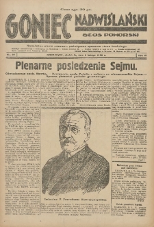 Goniec Nadwiślański: Głos Pomorski: Niezależne pismo poranne, poświęcone sprawom stanu średniego 1930.02.02 R.6 Nr27
