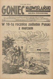 Goniec Nadwiślański: Głos Pomorski: Niezależne pismo poranne, poświęcone sprawom stanu średniego 1930.02.16 R.6 Nr39
