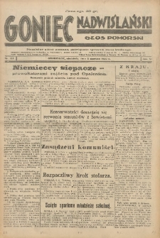 Goniec Nadwiślański: Głos Pomorski: Niezależne pismo poranne, poświęcone sprawom stanu średniego 1930.06.08 R.6 Nr132