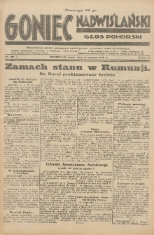 Goniec Nadwiślański: Głos Pomorski: Niezależne pismo poranne, poświęcone sprawom stanu średniego 1930.06.11 R.6 Nr133