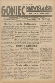 Goniec Nadwiślański: Głos Pomorski: Niezależne pismo poranne, poświęcone sprawom stanu średniego 1930.06.13 R.6 Nr135