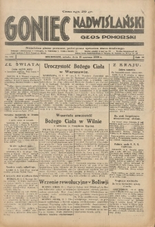 Goniec Nadwiślański: Głos Pomorski: Niezależne pismo poranne, poświęcone sprawom stanu średniego 1930.06.21 R.6 Nr141