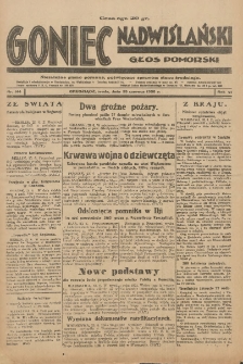 Goniec Nadwiślański: Głos Pomorski: Niezależne pismo poranne, poświęcone sprawom stanu średniego 1930.06.25 R.6 Nr144