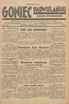 Goniec Nadwiślański: Głos Pomorski: Niezależne pismo poranne, poświęcone sprawom stanu średniego 1930.08.03 R.6 Nr178