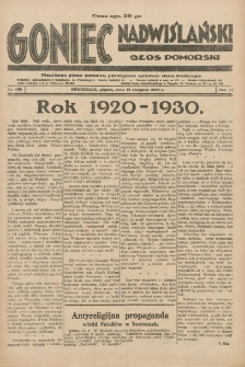 Goniec Nadwiślański: Głos Pomorski: Niezależne pismo poranne, poświęcone sprawom stanu średniego 1930.08.15 R.6 Nr188