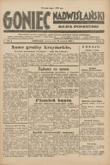 Goniec Nadwiślański: Głos Pomorski: Niezależne pismo poranne, poświęcone sprawom stanu średniego 1930.08.19 R.6 Nr190