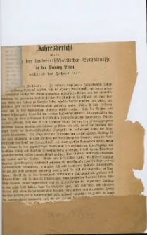Jahresbericht &uuml;ber die Gestaltung der landwirtschaftlichen Verh&auml;ltnisse in der Provinz Posen w&auml;hrend des Jahres 1877.