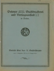 Bericht &uuml;ber das 11. Gesch&auml;ftsjahr (vom. 1. September1920 bis 31. August 1921).