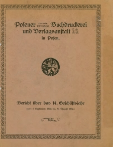 Bericht über das 14 Geschäftsjahr (vom. 1. September 1923 bis 31. August 1924).