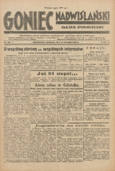 Goniec Nadwiślański: Głos Pomorski: Niezależne pismo poranne, poświęcone sprawom stanu średniego 1930.08.31 R.6 Nr201
