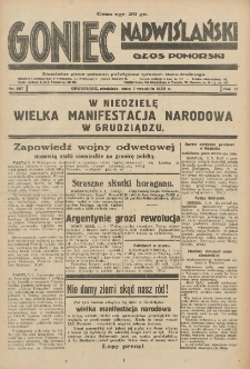 Goniec Nadwiślański: Głos Pomorski: Niezależne pismo poranne, poświęcone sprawom stanu średniego 1930.09.07 R.6 Nr207