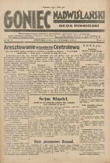 Goniec Nadwiślański: Głos Pomorski: Niezależne pismo poranne, poświęcone sprawom stanu średniego 1930.09.12 R.6 Nr211