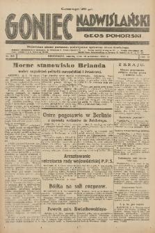 Goniec Nadwiślański: Głos Pomorski: Niezależne pismo poranne, poświęcone sprawom stanu średniego 1930.09.13 R.6 Nr212