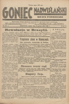 Goniec Nadwiślański: Głos Pomorski: Niezależne pismo poranne, poświęcone sprawom stanu średniego 1930.10.10 R.6 Nr235