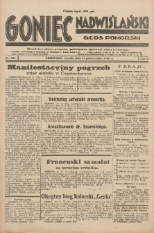 Goniec Nadwiślański: Głos Pomorski: Niezależne pismo poranne, poświęcone sprawom stanu średniego 1930.10.21 R.6 Nr244