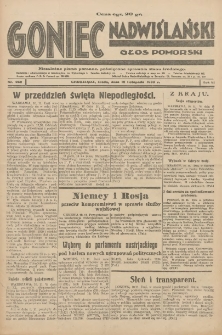 Goniec Nadwiślański: Głos Pomorski: Niezależne pismo poranne, poświęcone sprawom stanu średniego 1930.11.12 R.6 Nr262