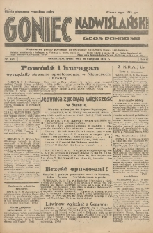 Goniec Nadwiślański: Głos Pomorski: Niezależne pismo poranne, poświęcone sprawom stanu średniego 1930.11.26 R.6 Nr274
