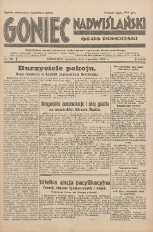 Goniec Nadwiślański: Głos Pomorski: Niezależne pismo poranne, poświęcone sprawom stanu średniego 1930.12.04 R.6 Nr281