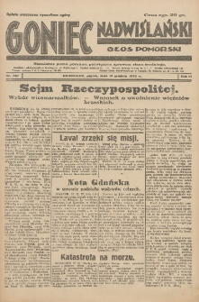 Goniec Nadwiślański: Głos Pomorski: Niezależne pismo poranne, poświęcone sprawom stanu średniego 1930.12.12 R.6 Nr287