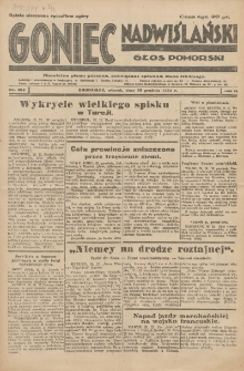 Goniec Nadwiślański: Głos Pomorski: Niezależne pismo poranne, poświęcone sprawom stanu średniego 1930.12.30 R.6 Nr300