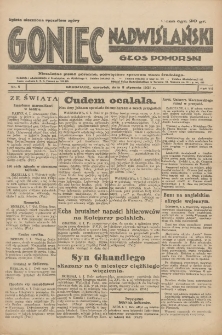 Goniec Nadwiślański: Głos Pomorski: Niezależne pismo poranne, poświęcone sprawom stanu średniego 1931.01.08 R.7 Nr5
