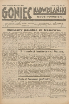 Goniec Nadwiślański: Głos Pomorski: Niezależne pismo poranne, poświęcone sprawom stanu średniego 1931.01.23 R.7 Nr18